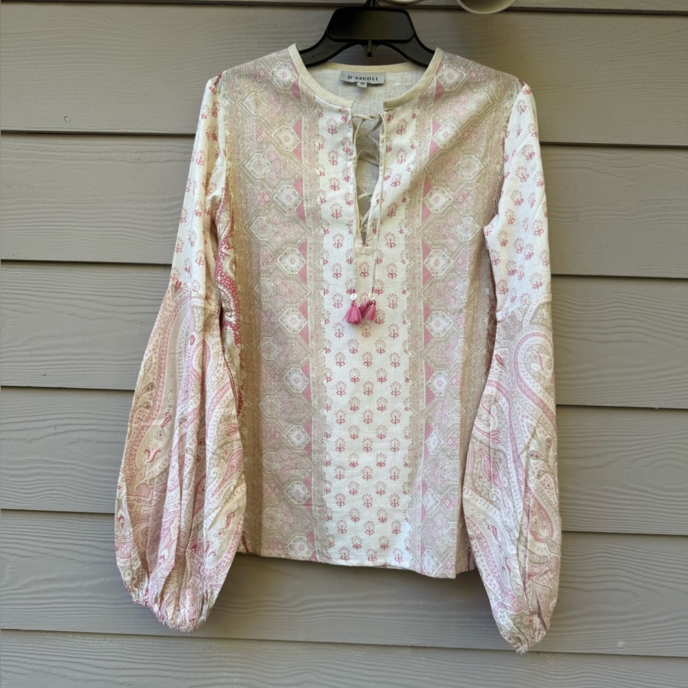 D'Ascoli Cream and Pink Cotton Top